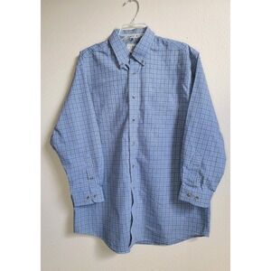 LL Bean Wrinkle Resistant Mens Button Down‎ Long Sleeve Shirt Blue Sz L